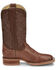 Image #2 - Justin Boots Women's Smooth Ostrich Western Boots - Broad Square Toe, Brown, hi-res