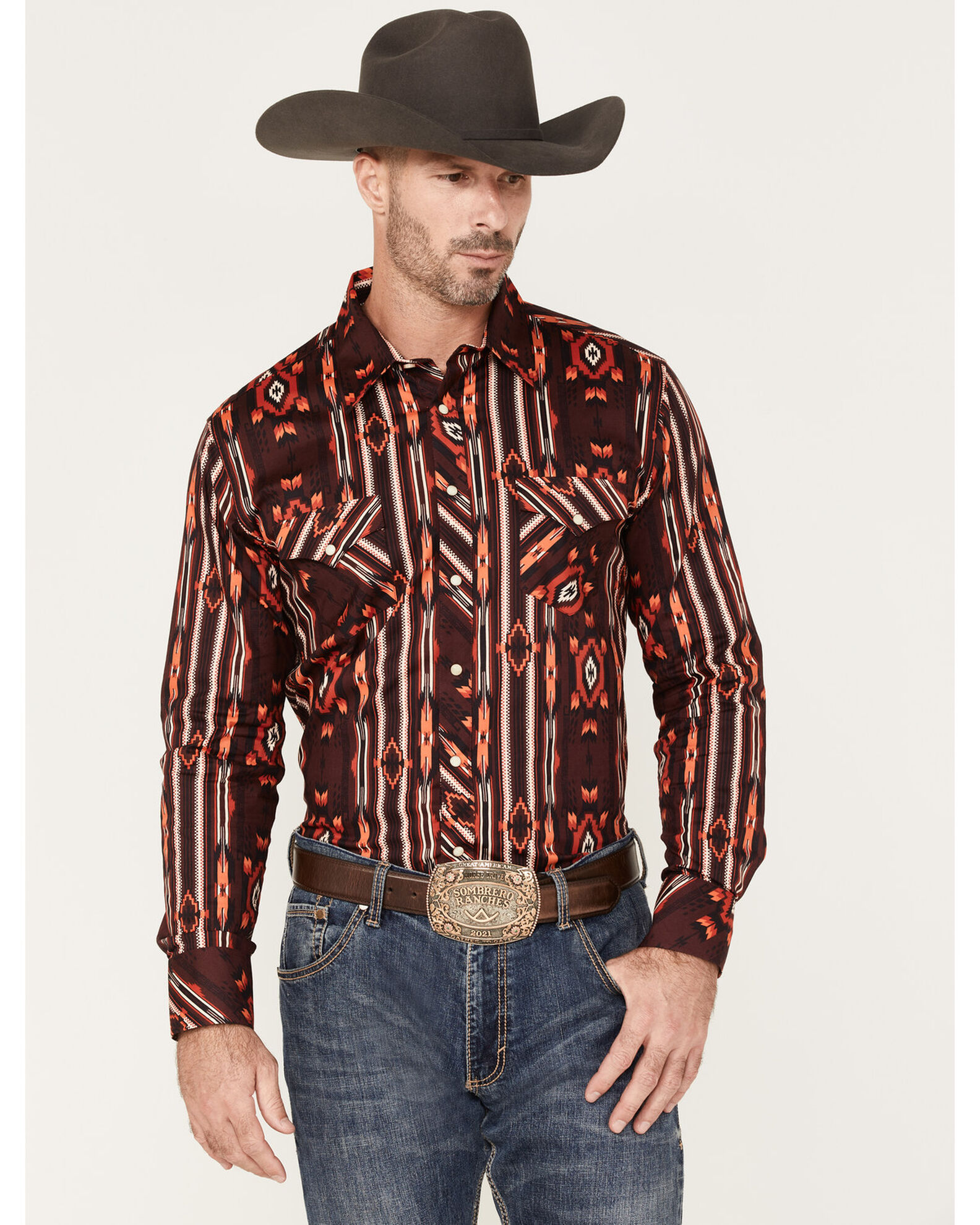 Maroon pearl cheap snap shirt