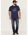 Image #2 - Brothers and Sons Men's Badge Slub Graphic Short Sleeve T-Shirt, Navy, hi-res