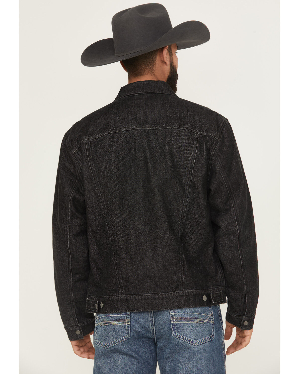 Image #4 - Wrangler Men's Blanket Lined Denim Jacket, Black, hi-res