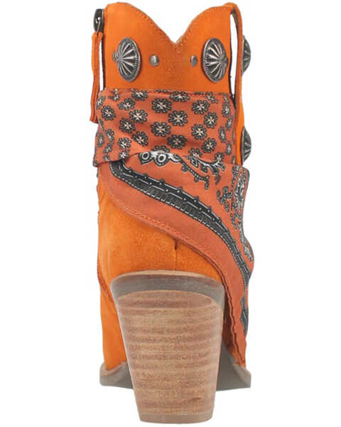 Image #5 - Dingo Women's Suede Bandida Western Booties - Medium Toe , Orange, hi-res