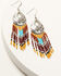 Image #1 - Shyanne Women's Frontier Antique Teardrop Seed Bead Fringe Earrings, Silver, hi-res