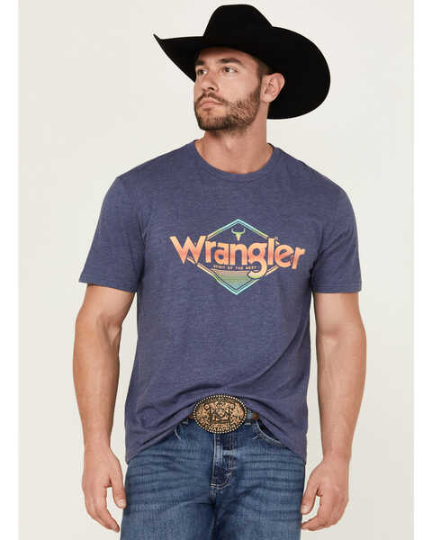 Wrangler Men's Retro Logo Short Sleeve Graphic Print T-Shirt , Blue, hi-res