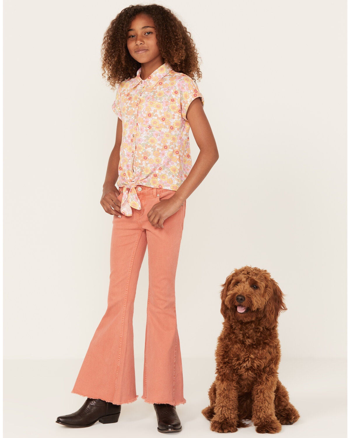 Shyanne Girls' Colored Flare Jeans, Rose, hi-res