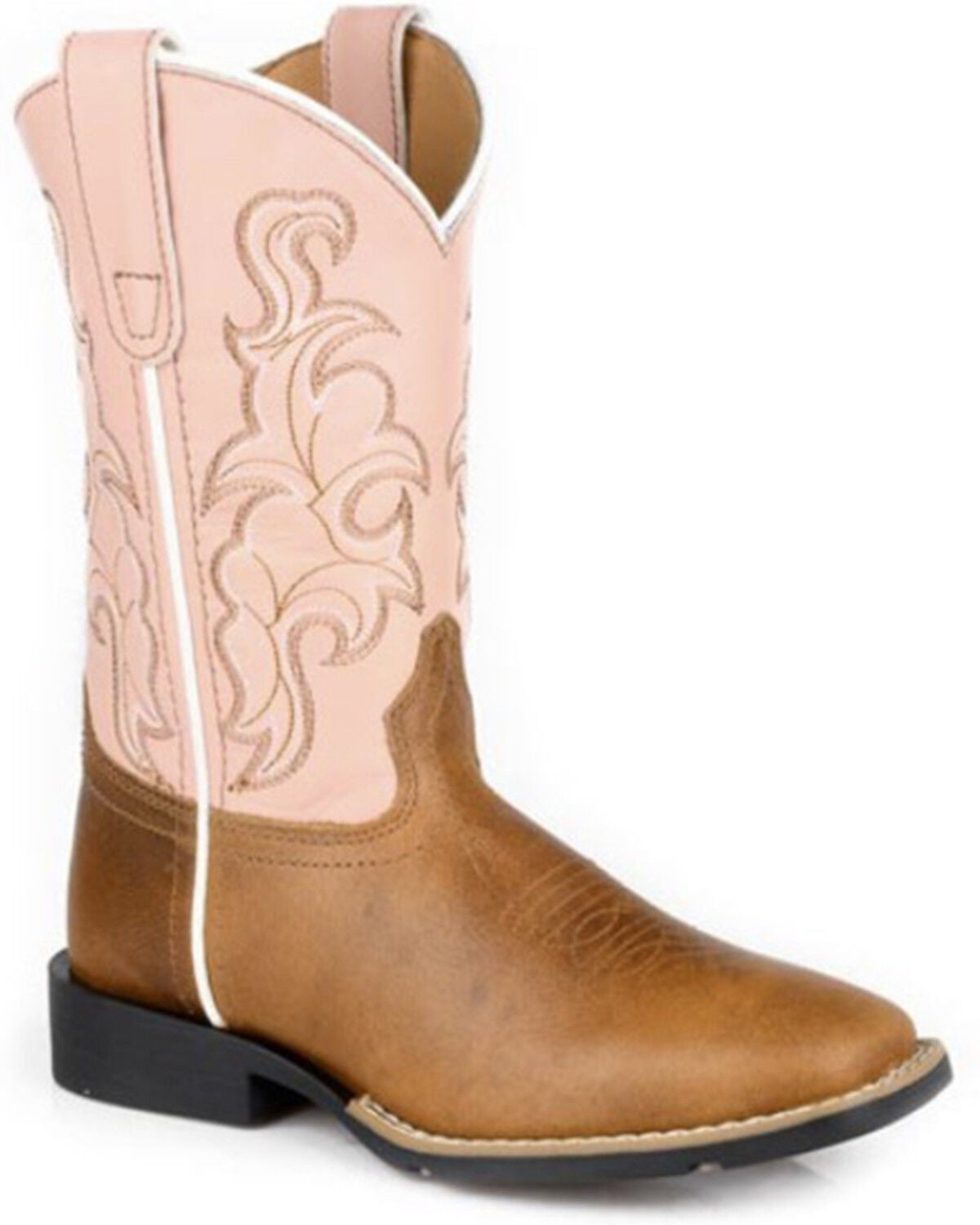 Image #1 - Roper Little Girls' Gabriel Western Boots - Broad Square Toe, Tan, hi-res