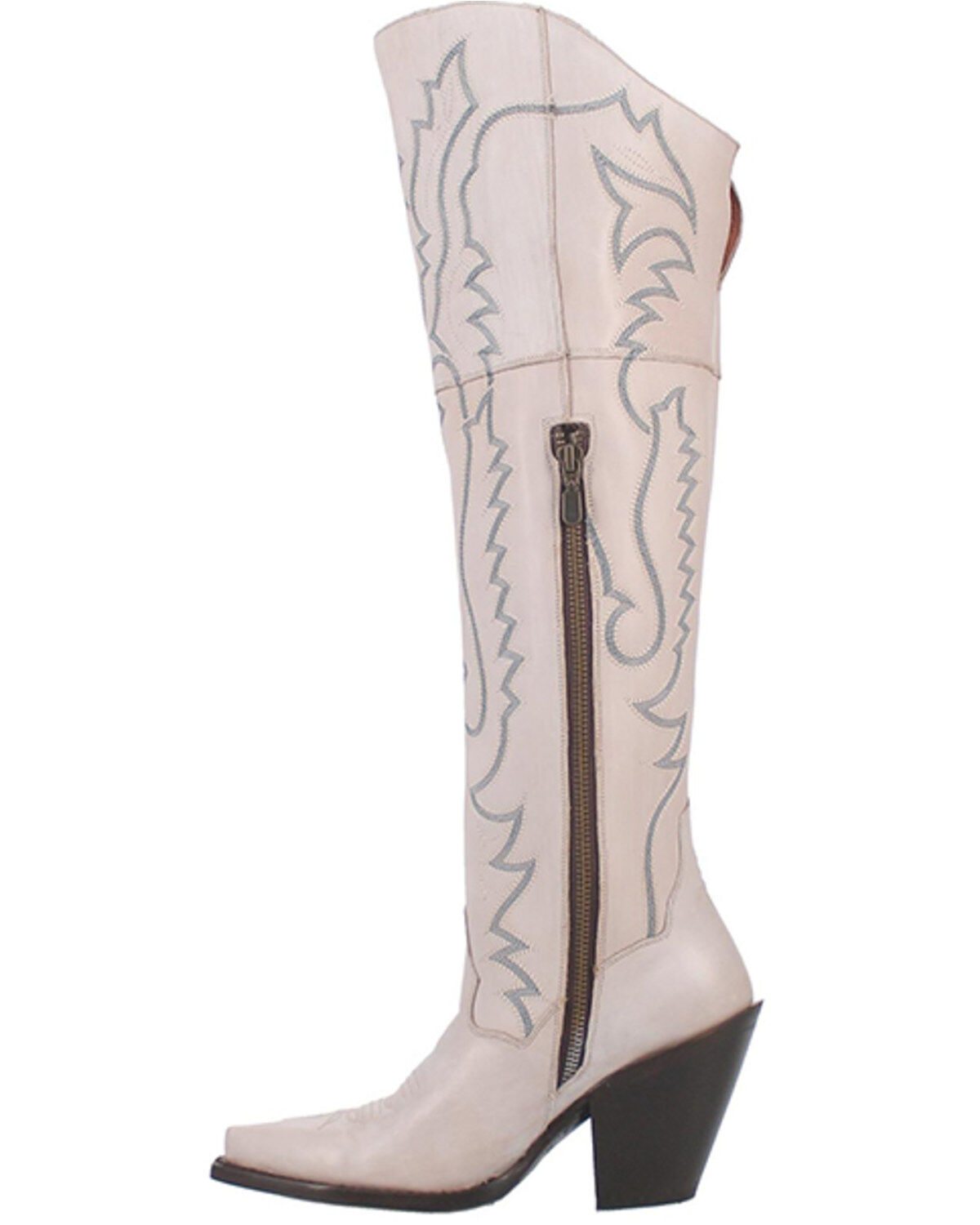 Image #3 - Dan Post Women's Loverfly Tall Western Boots - Snip Toe, White, hi-res