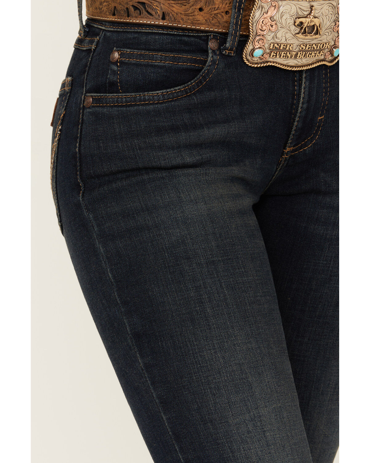 Image #2 - Wrangler Retro Women's Dark Wash Mid Rise Bootcut Jeans, Dark Wash, hi-res