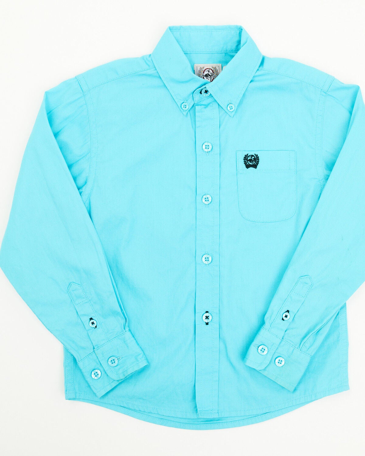 Cinch Toddler Boys' Solid Long Sleeve Button-Down Western Shirt, Turquoise, hi-res