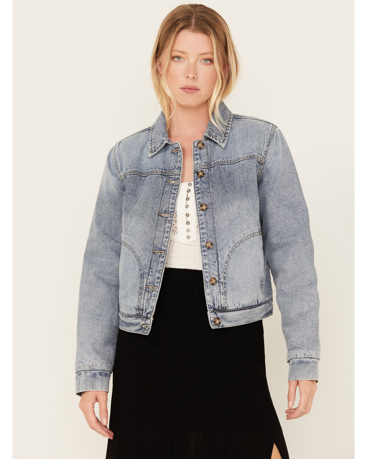 Image #1 - Idyllwind Women's Barton Reversible Denim Blanket Jacket, Light Wash, hi-res