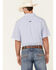 Panhandle Men's Light Blue Performance Geo Print Short Sleeve Button-Down Western Shirt , Blue, hi-res