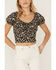 Idyllwind Women's Bay Cove Crop Peasant Top, Black, hi-res