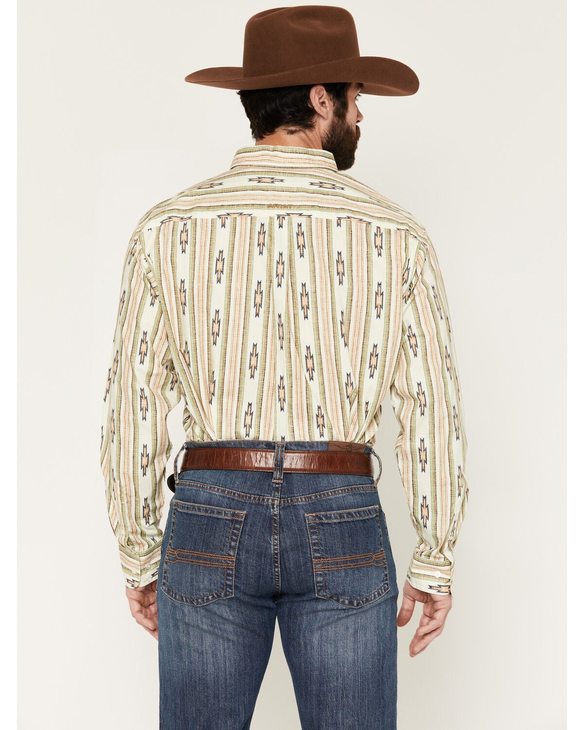 Image #4 - Ariat Men's Stephon Southwestern Striped Long Sleeve Button-Down Western Shirt, Cream, hi-res