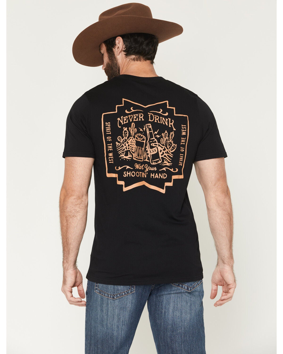 Image #1 - Sendero Provisions Men's Shootin' Hand! Salud! Short Sleeve Graphic T-Shirt, Black, hi-res