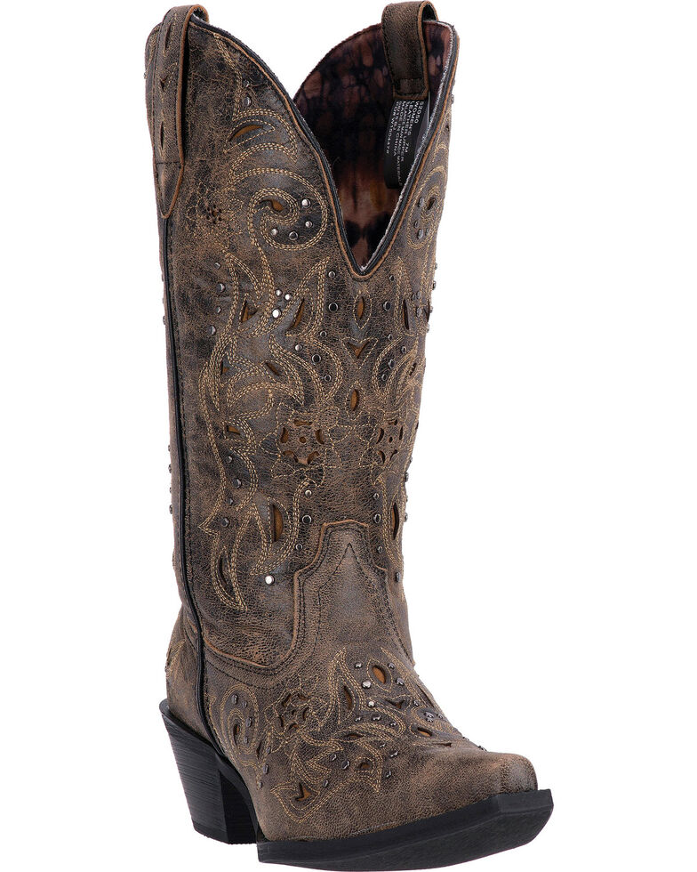 Laredo Women's Scandalous Studded Western Boots, Black, hi-res