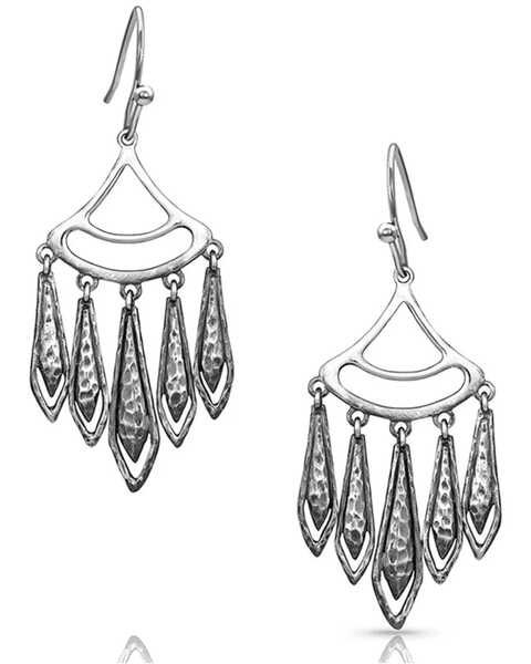 Image #1 - Montana Silversmiths Women's Hammered Chandelier Earrings, Silver, hi-res