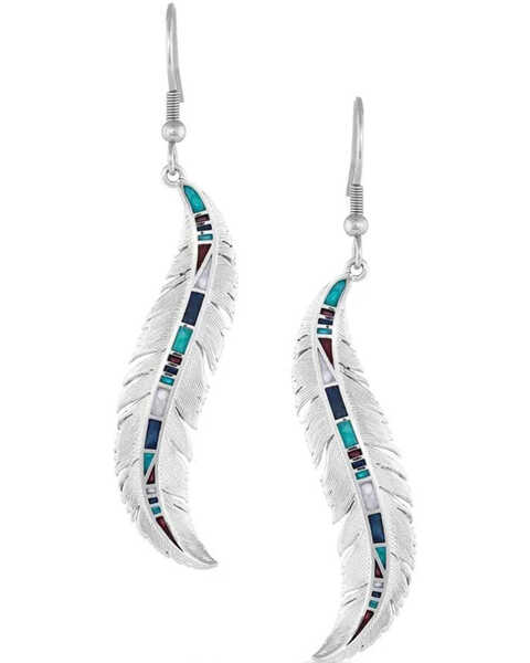 Montana Silversmiths Women's Breaking Trail Feather Earrings, Silver, hi-res