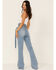 Flying Tomato Women's Light Wash Vintage High Rise Paperbag Tie Waist Jeans, Light Wash, hi-res