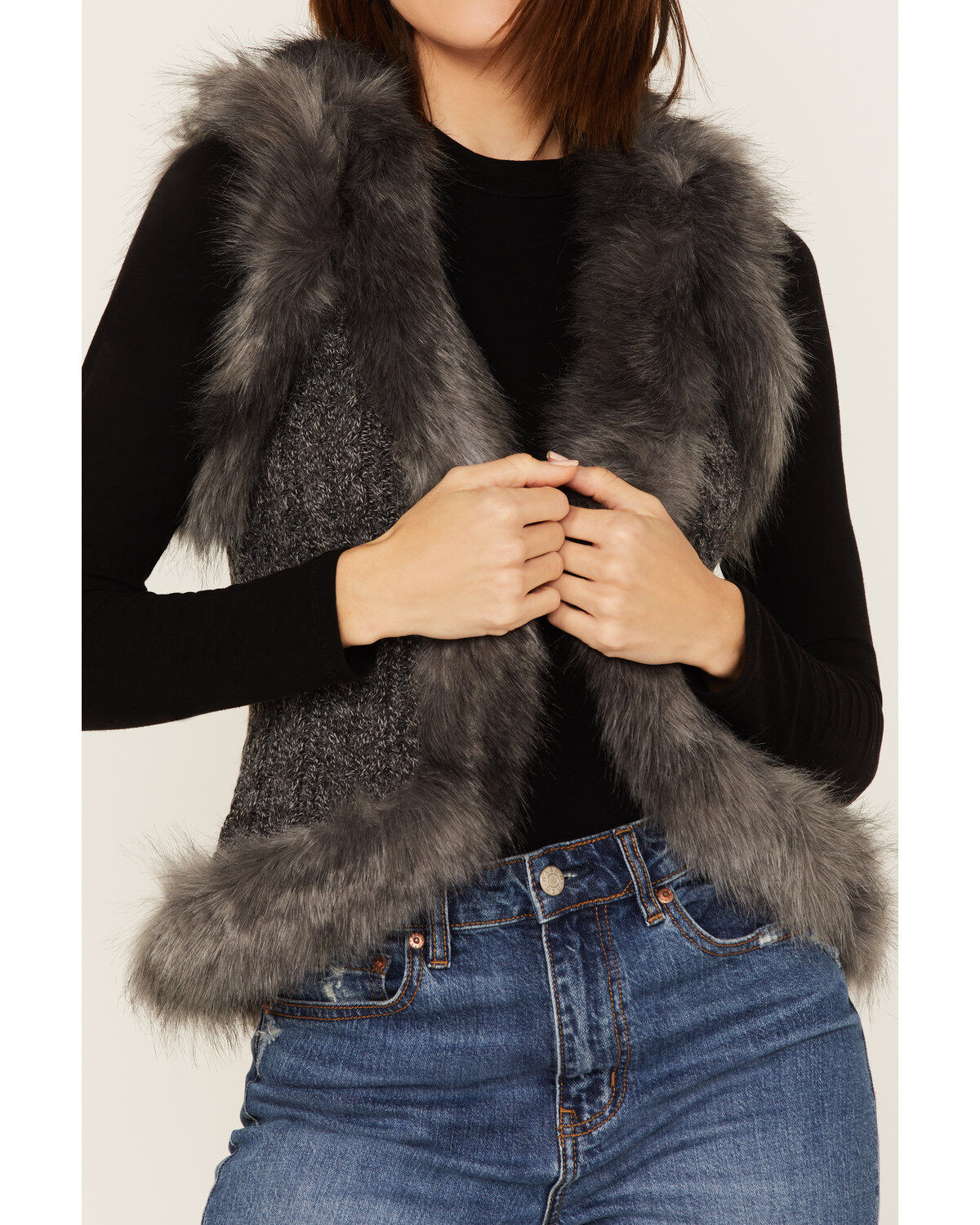 Image #3 - Shyanne Women's Faux Fur Knit Vest, , hi-res