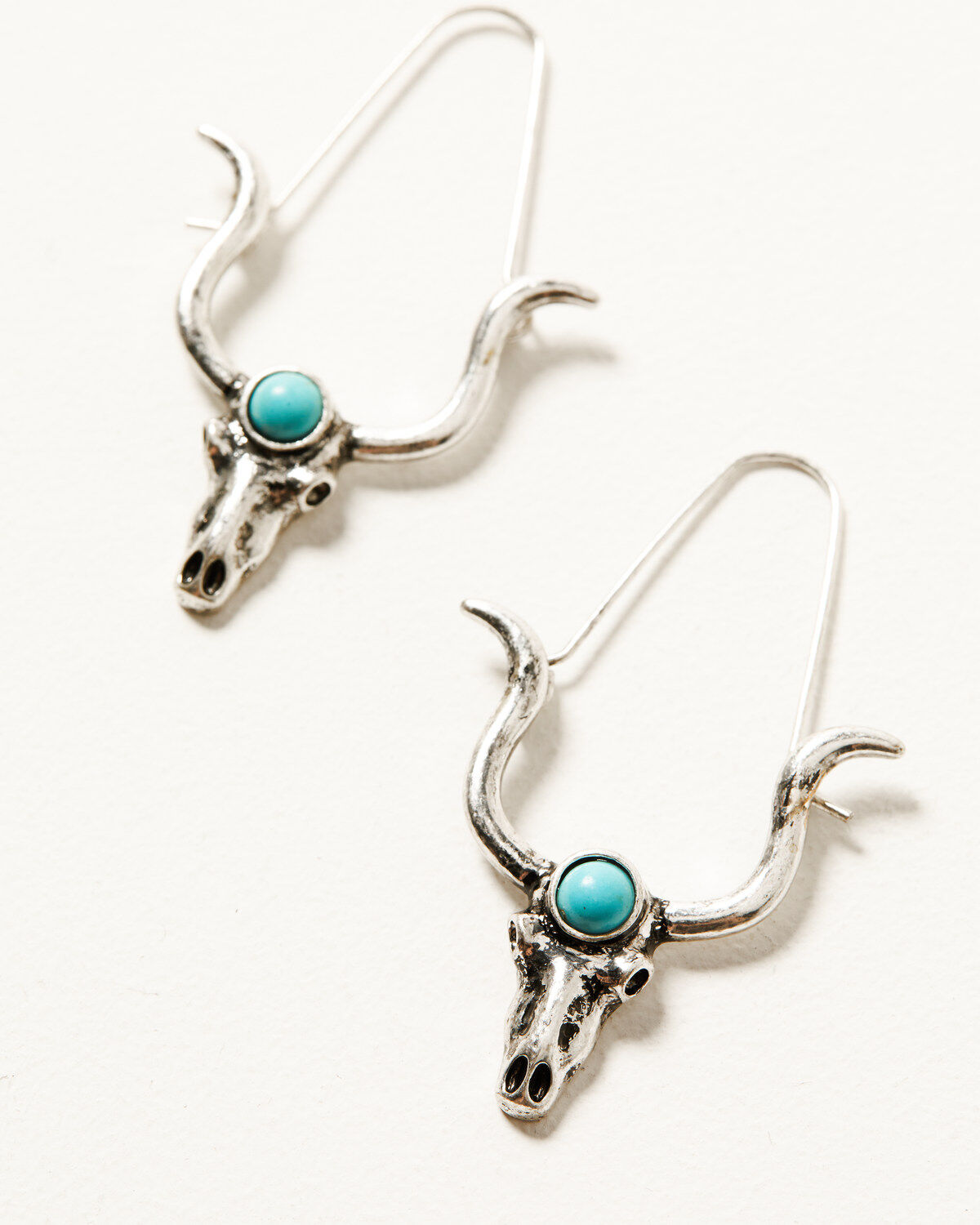 Image #2 - Shyanne Women's Dakota Silver & Turquoise Longhorn Hoop Earrings, Silver, hi-res