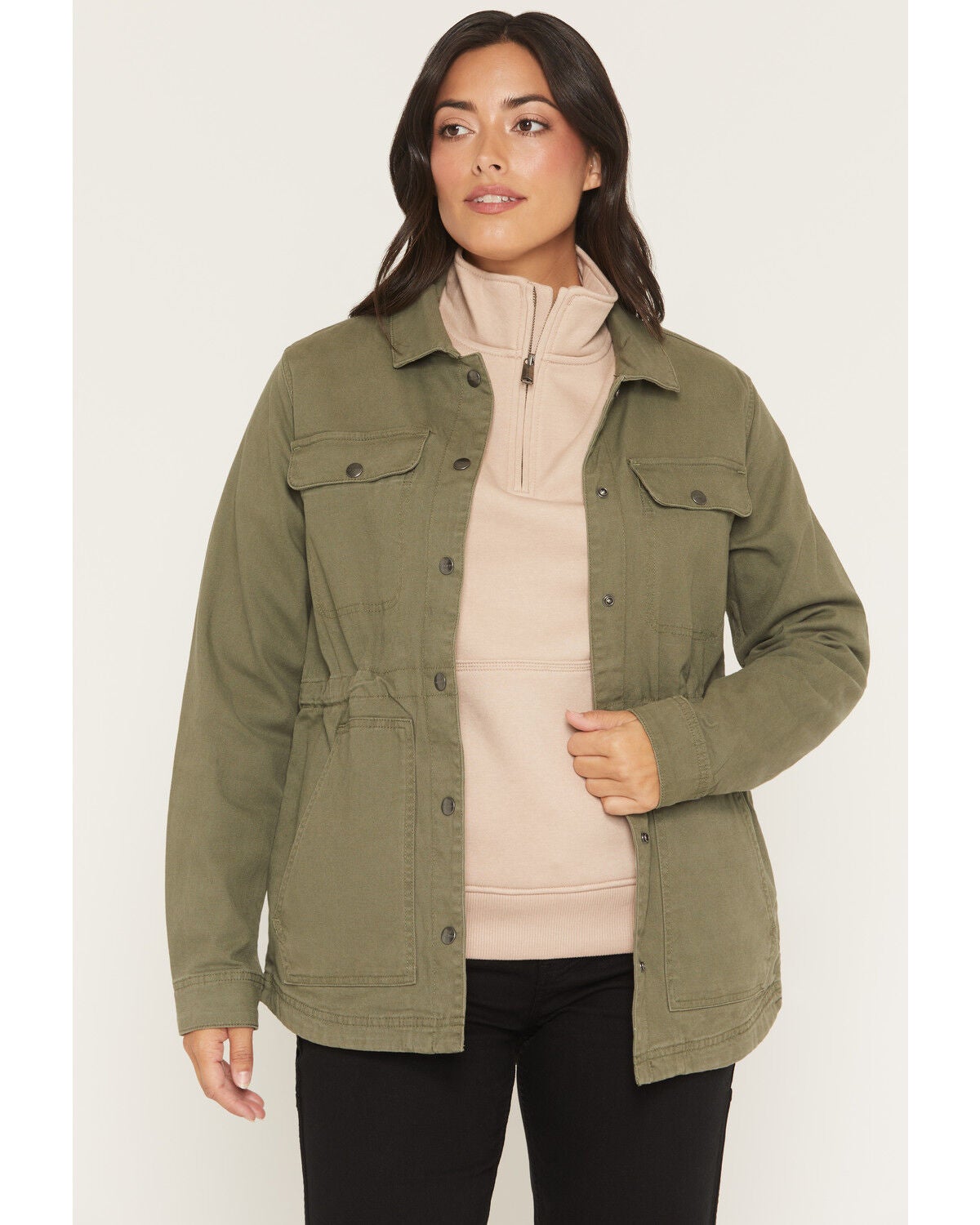 Carhartt Women's TENCEL&trade; Fiber Series Relaxed Fit Canvas Coat, Olive, hi-res