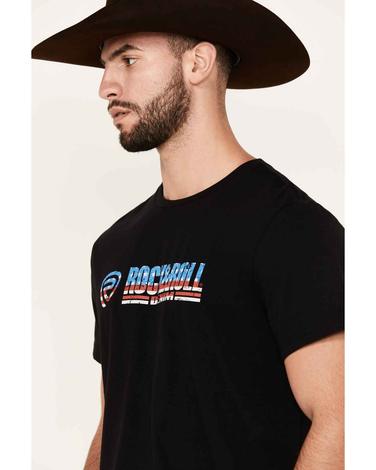 Image #2 - Rock & Roll Denim Men's Americana Logo Short Sleeve Graphic T-Shirt, Black, hi-res