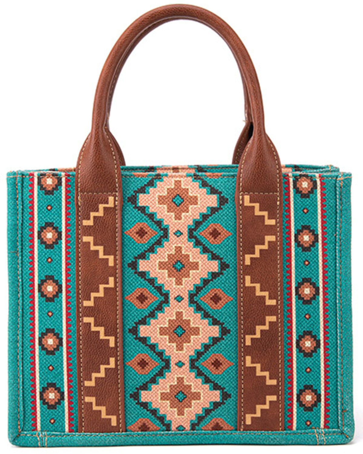 Image #2 - Wrangler Women's Southwestern Print Small Canvas Crossbody Bag, Turquoise, hi-res