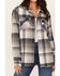 Image #3 - Pacific Teaze Women's Plaid Print Sherpa Lined Shacket, Navy, hi-res