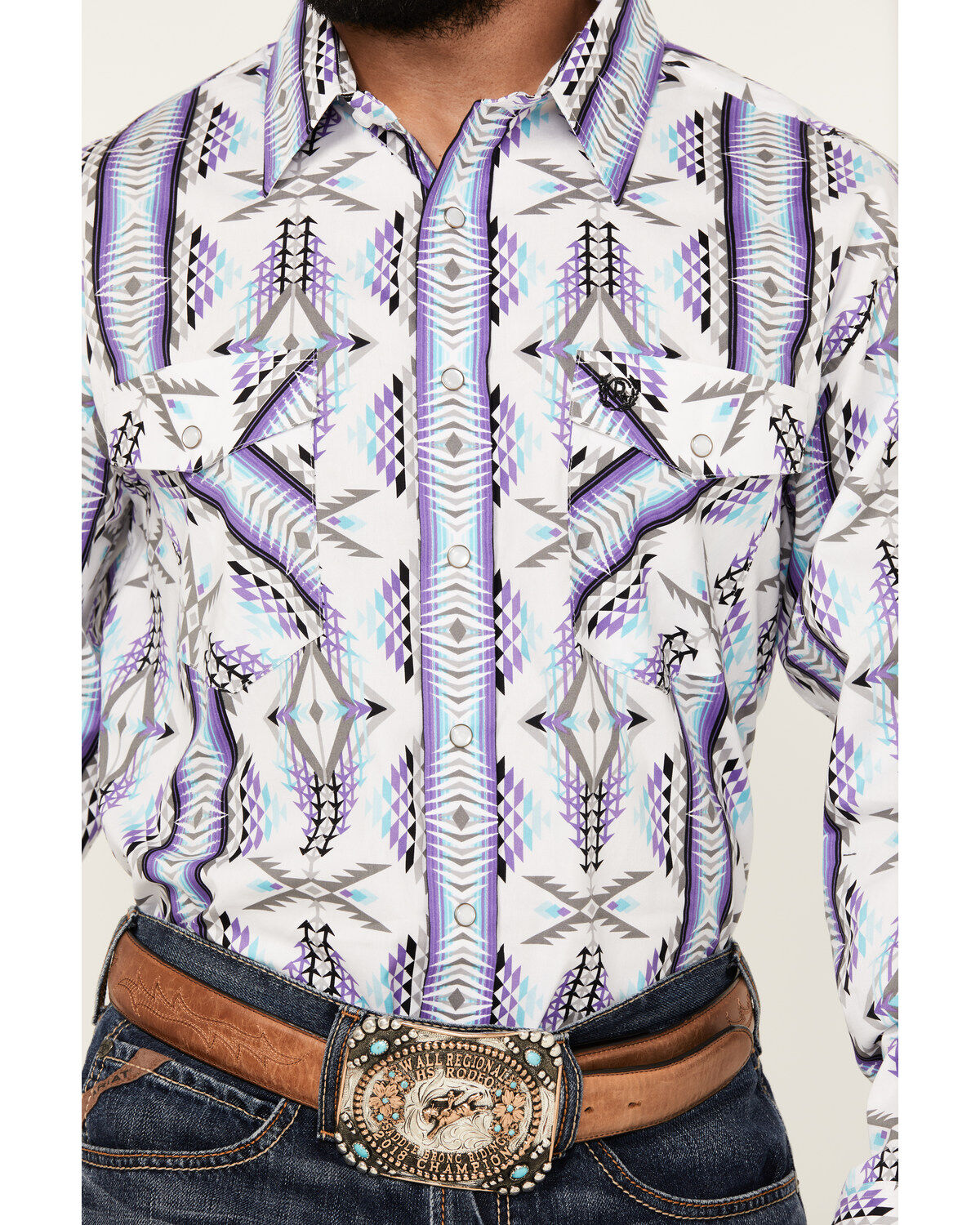 Product Name:  Panhandle Select Men's Southwestern Print Long Sleeve Pearl Snap Western Shirt