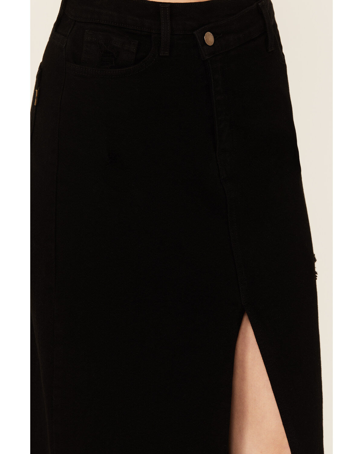 Image #2 - Vibrant Denim Women's Denim Maxi Skirt, Black, hi-res