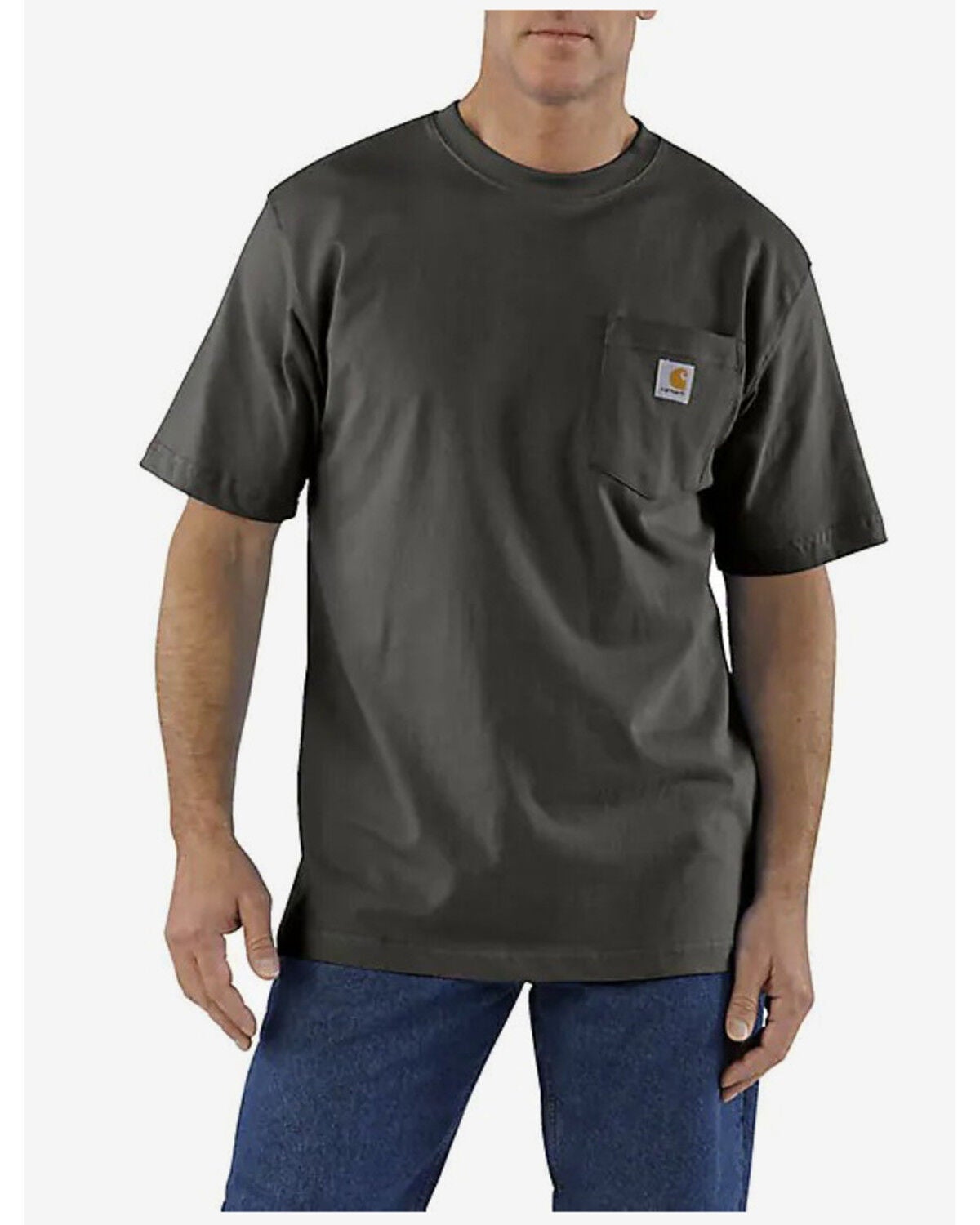 Image #1 - Carhartt Men's Iconic Short Sleeve Pocket Work Shirt - Tall, Bark, hi-res