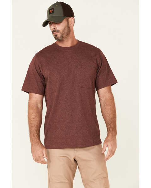 Hawx Men's Solid Forge Short Sleeve Work Pocket T-Shirt - Big, Burgundy, hi-res