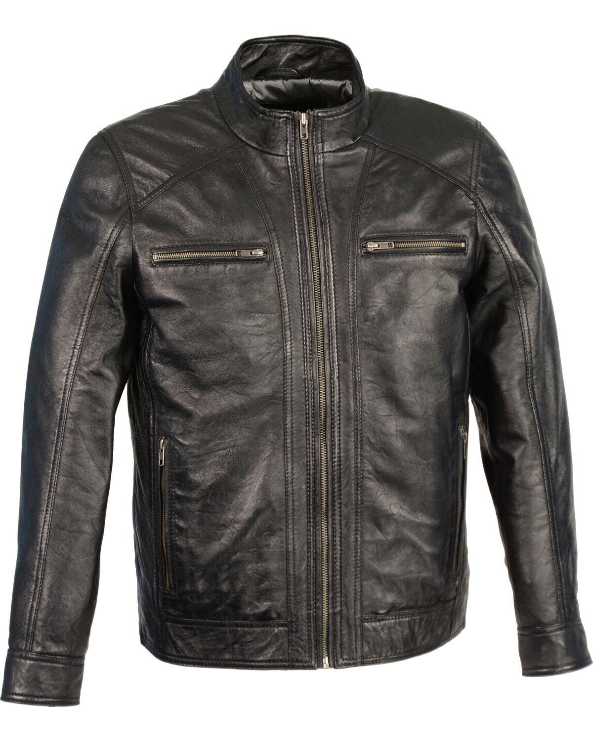 Milwaukee Leather Men's Sheepskin Moto Leather Jacket - 4X, Black, hi-res