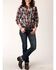 Roper Women's Plaid Print Long Sleeve Snap Western Shirt, Wine, hi-res