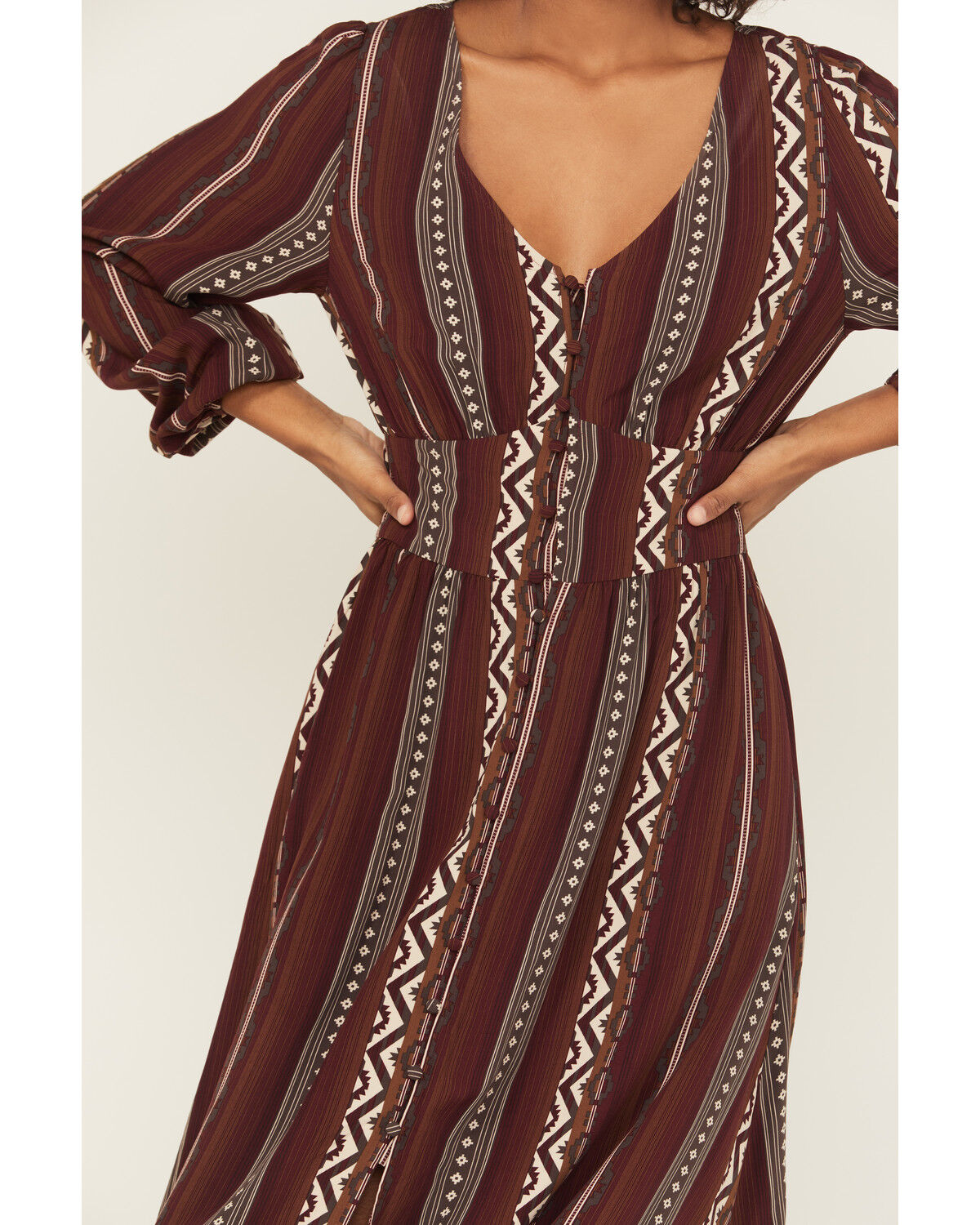 Product Name:  Wrangler Retro Women's Southwestern Striped Print Long Sleeve Button-Down Maxi Dress