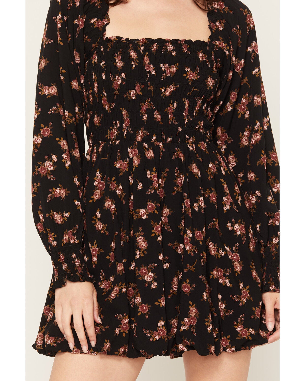 Image #3 - Saltwater Luxe Women's Ralph Floral Print Long Sleeve Mini Dress, Black, hi-res
