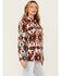 Image #2 - Cotton & Rye Women's Southwestern Print Sherpa Half Zip Pullover, Rust Copper, hi-res