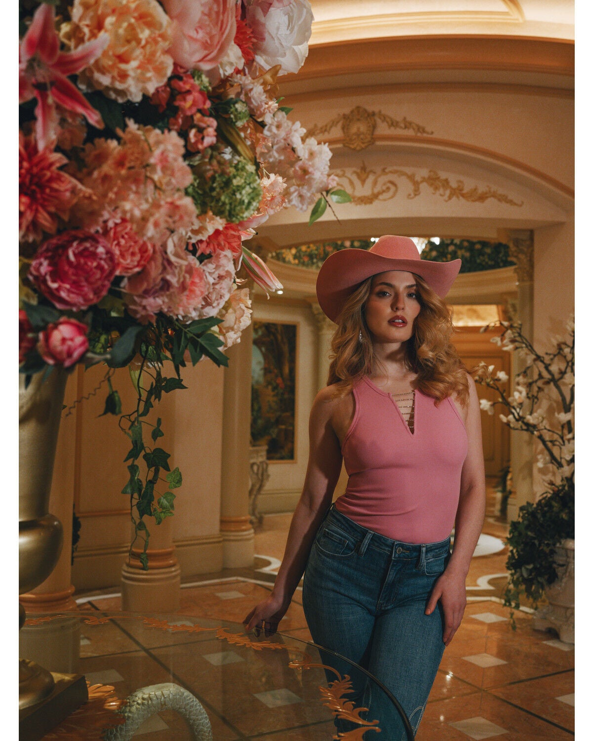 Idyllwind Women's Nash Rhinestone Chain Ribbed Tank, Pink, hi-res