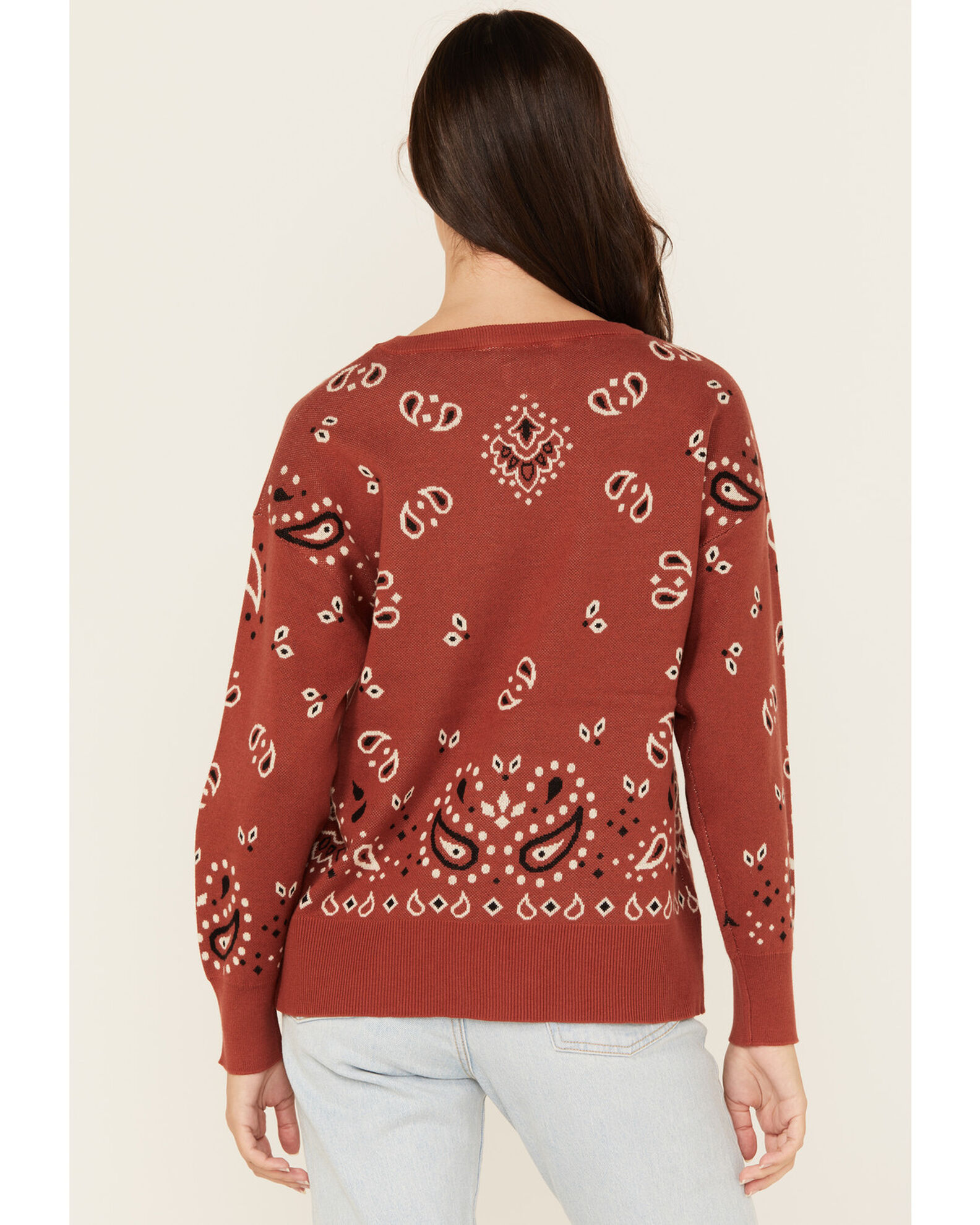 Product Name Cotton Rye Women s Bandana Print Sweater