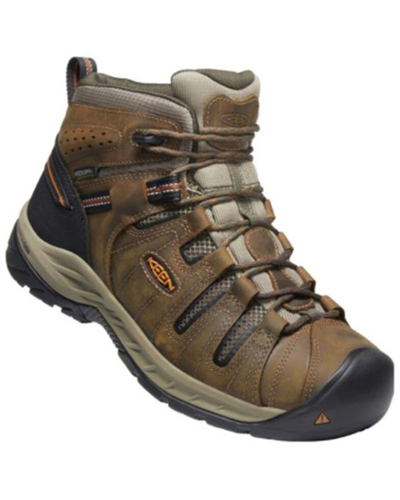 Keen Men's Cascade Brown & Burnt Ochre Flint II Waterproof Lace-Up Hiking Boot, Olive, hi-res