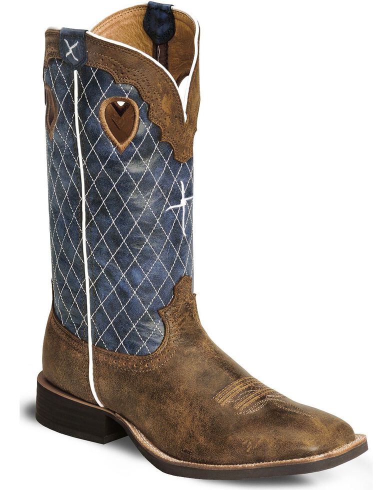 Twisted X Men's Distressed Ruff Stock Cowboy Boots - Wide Square Toe, Distressed, hi-res