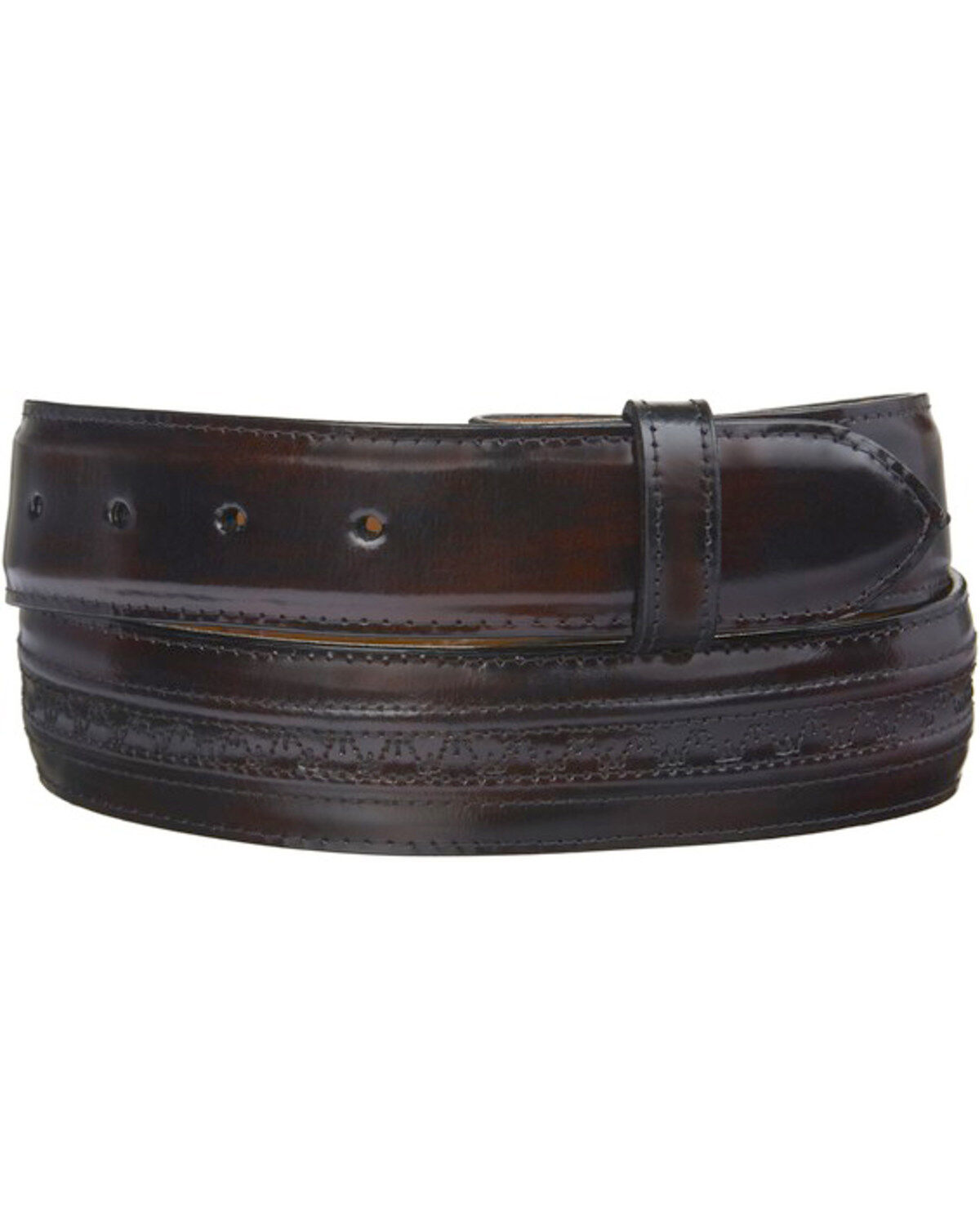 Image #3 - Lucchese Men's Goatskin Leather Belt, Black Cherry, hi-res
