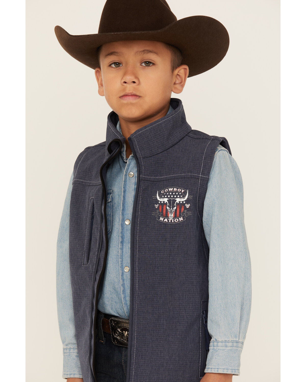 Image #2 - Cowboy Hardware Boys' Cowboy Nation Poly Shell Vest, , hi-res