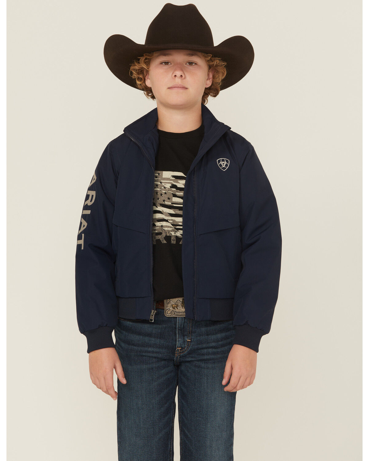 Image #1 - Ariat Boys' Stable Zip-Up Jacket, Navy, hi-res