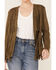 Image #2 - Vocal Women's Dark Olive Tiered Fringe Faux Suede Open-Front Jacket, , hi-res