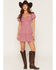 Image #1 - Trixxi Women's Solid Short Sleeve Mini Dress, Mauve, hi-res