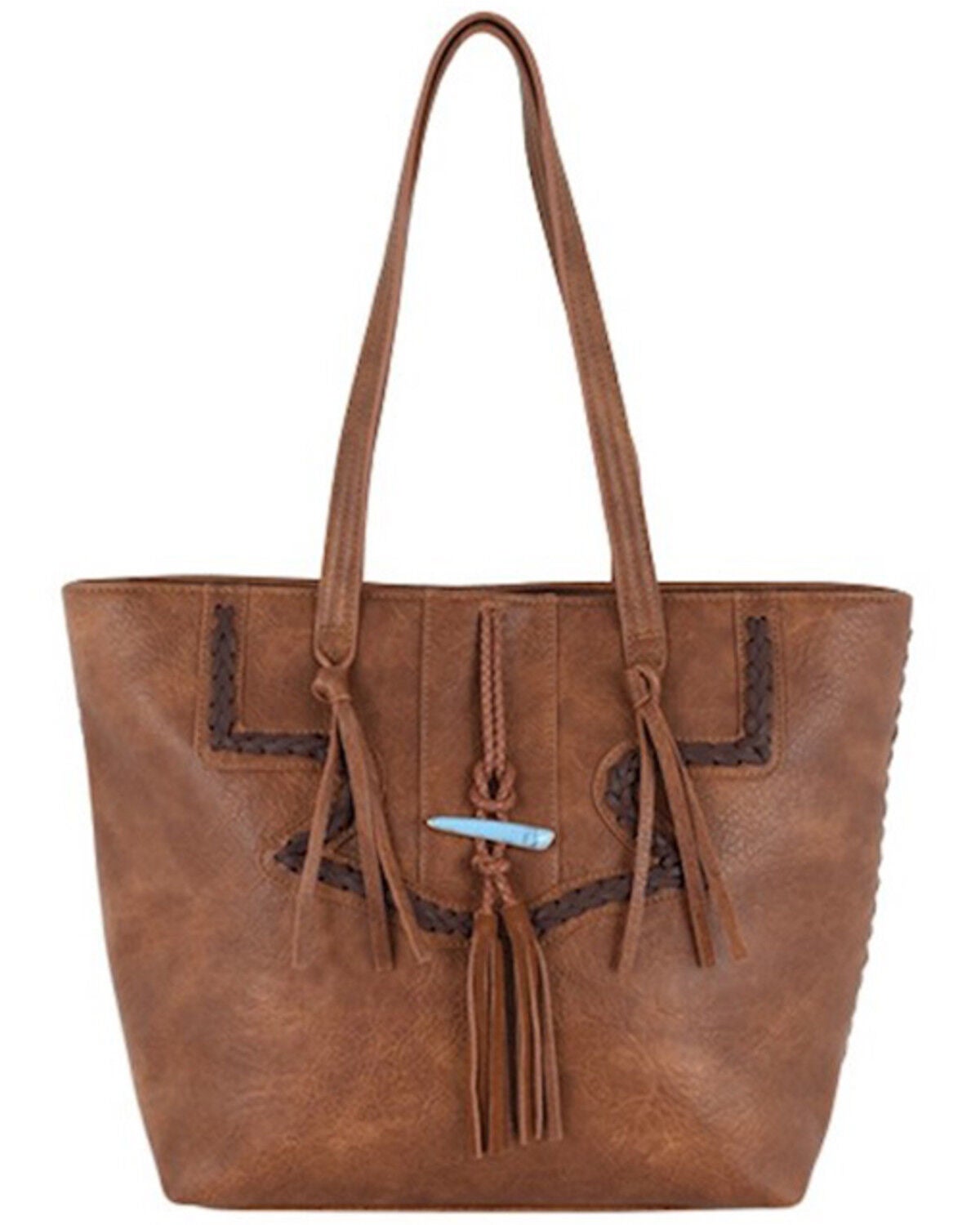 Image #1 - Justin Women's Braided Yoke Tote, Brown, hi-res