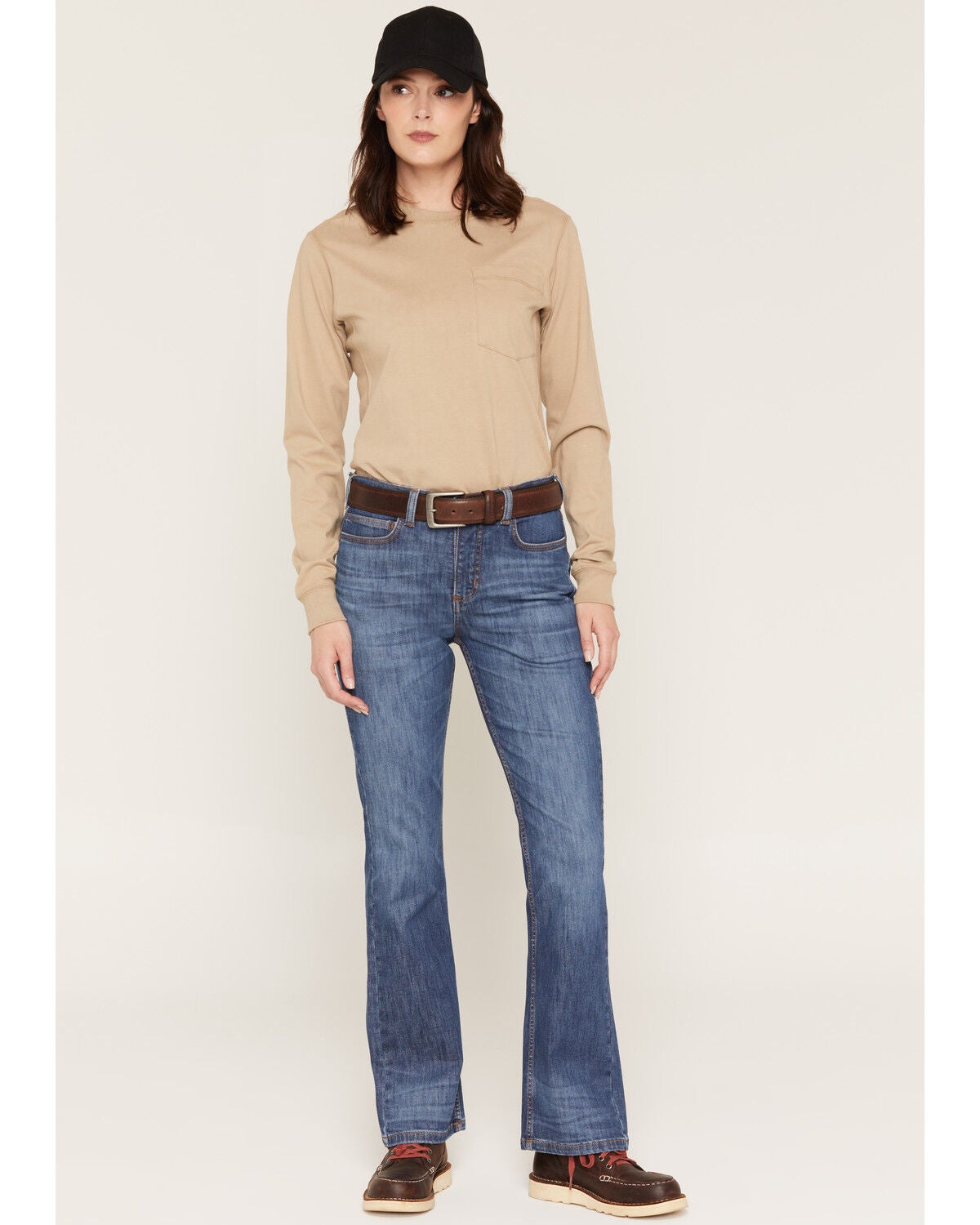 Carhartt Women's FR Tiller Rugged Flex&reg; Medium Wash Mid Rise Bootcut Stretch Denim Jeans, Blue, hi-res