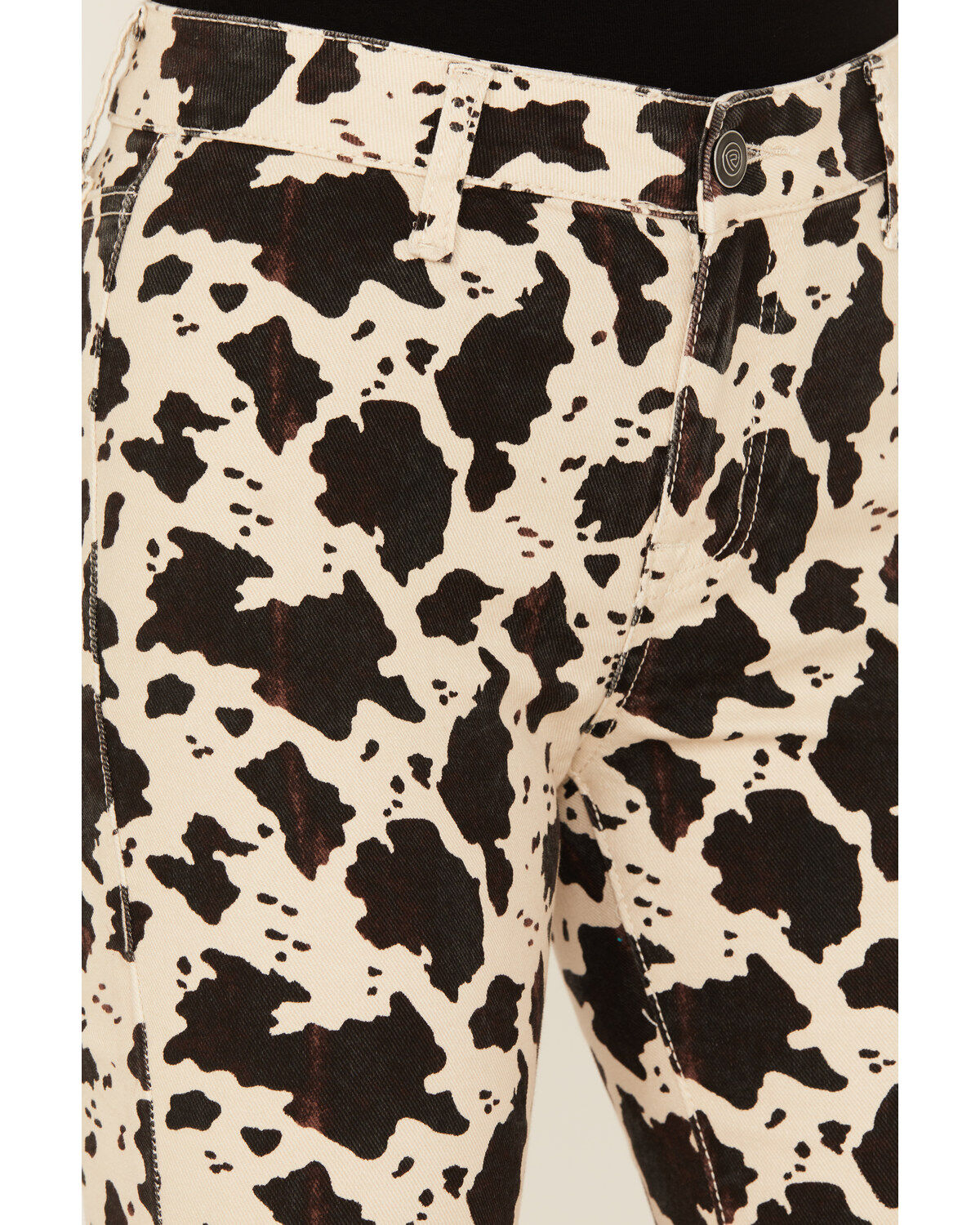 Image #2 - Rock & Roll Denim Women's Cow Print High Rise Button Bargain Bell Flare Jeans, , hi-res