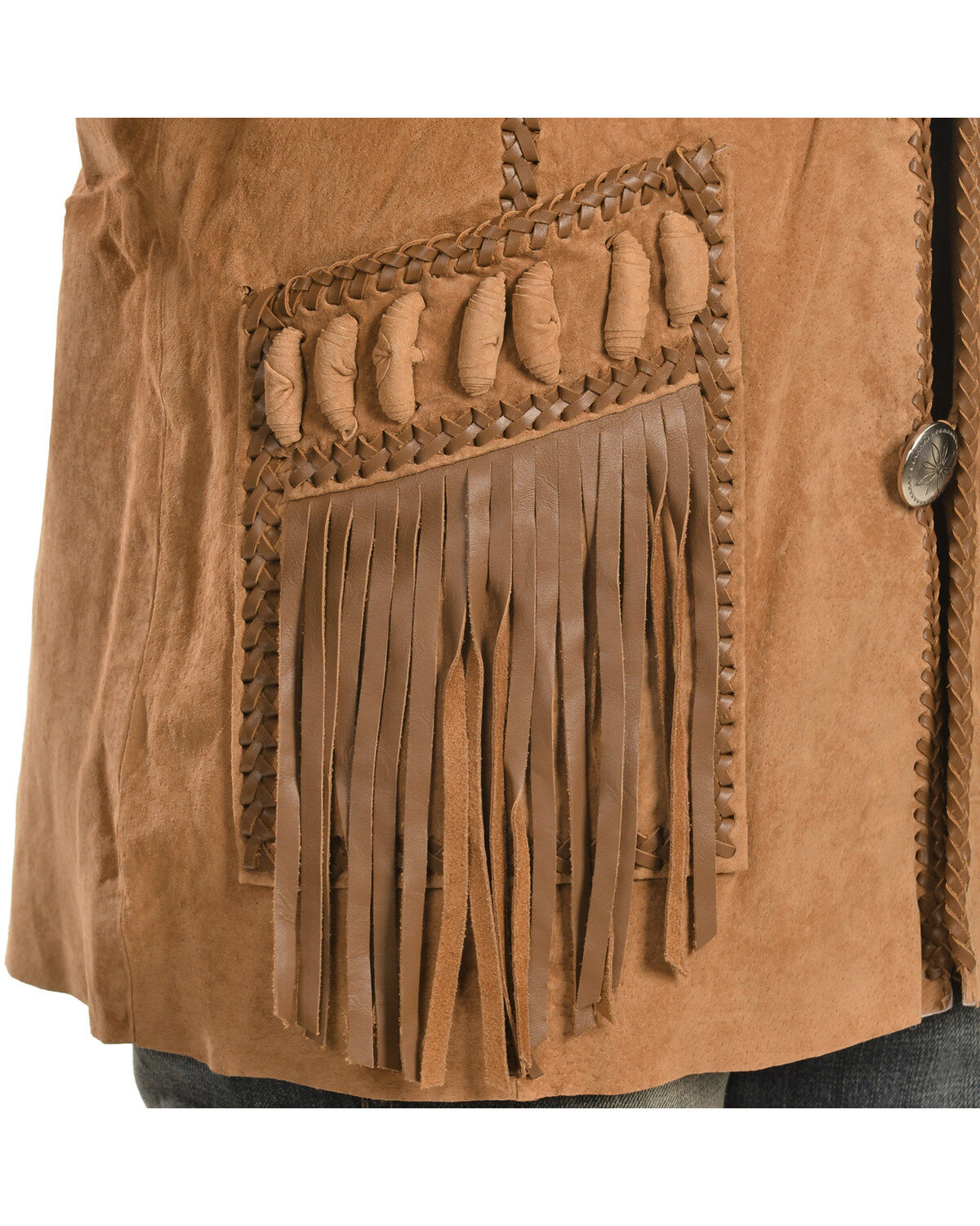 Image #5 - Scully Men's Hand Laced Bead Trim Coat, Buck Tan, hi-res