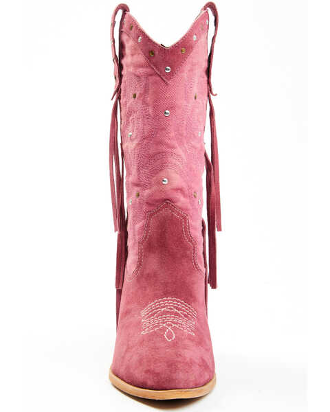 Idyllwind Women's Sashay Fringe Studded Leather Western Boots - Round Toe, Pink, hi-res